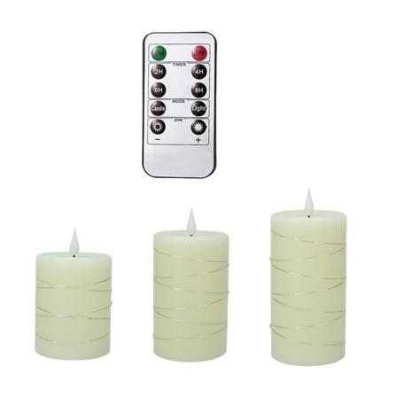1 set flamlösa LED-ljus stämningsljus med fjärrkontroll (beige)