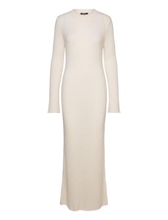 Knitted Rib Dress Maxiklänning Festklänning Beige Gina Tricot