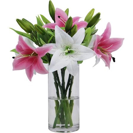 6 Pakk Realistiske Kunstige Liljer Buketter Blandede Farger f