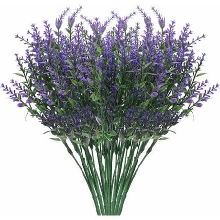 IC Kunstig Lavendel Blomsterbuket, 8 stk Plast Lilla Kunstig Blomsterdekoration, til Have, DIY Bryllup, Kontor, Hjemindretning