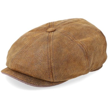 Stetson - Brun flatcap Keps - Burney Pig Skin Flat Cap @ Hatstore