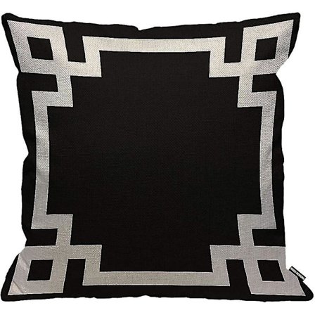 Kreikkalaisen avaimen reunallinen tyynynpäällinen, söpö ja rohkea tyylikäs geometrinen raita mustavalkoinen lahja