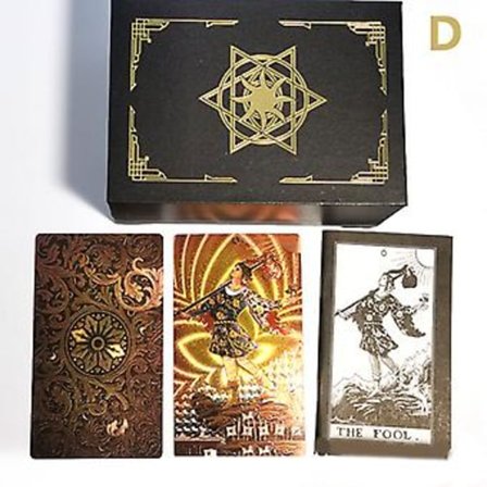Sett Tarotkort Gaveboks Luksus Gullfolie Tarotkort Varmstempling PVC Vannfast (Mønster D)