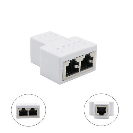 Splitter-kontakter LAN Ethernet-kontakt kompatibel med Cat5 Cat6-kabel, (hvit, 2 stk.)