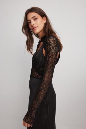 Chloé Monchamp x NA-KD Haut style boléro en dentelle - Tops style boléro - Noir - XX-Small
