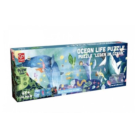 Hape Glow In The Dark -palapeli - Ocean Life - 100-200 kpl - 6-vuotiaille ja sitä vanhemmille lapsille