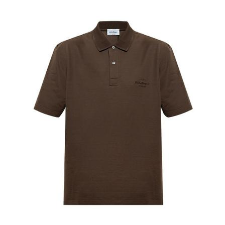 Salvatore Ferragamo Cotton polo shirt Brun, Herre