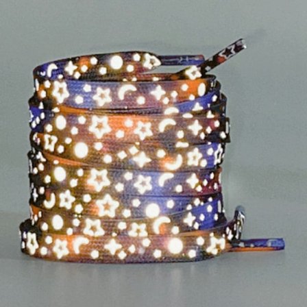 140 cm heijastavat kengännauhat tennareihin Kanvaskengät Koripallokengät jne - Black Blue Star