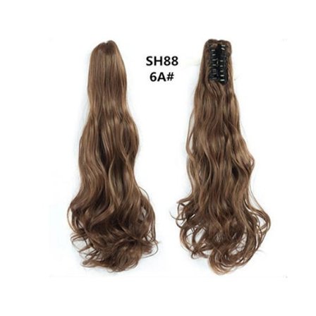 Hestehale Paryk Klo Clip Lang Krøllet Hårforlængelse Brun Syntetisk Hår Hestehale til Kvinder Model 4