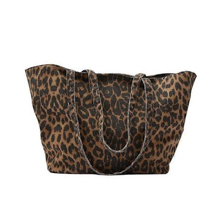 Leopardmönstrad stor shoppingväska med enkel axelrem för kvinnor