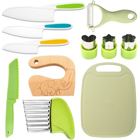 Børnevenlige køkkenknive til børn - Køkkensæt - Køkkenredskaber til børn - Flerfarvet