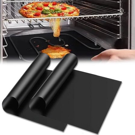 2-pakning 40 x 50 cm Ovnmatte Bakebrettmatte Brødbakematte Grillbakematte Non-stick Grillbakematte Teflon Ovnsbeskytter BPA-fri Robust og Svart