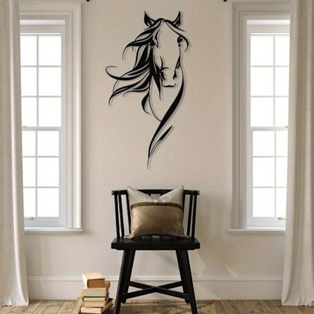 Metal vægdekoration, Hestehoved, Metal hesteskilt, Elegant metal hestevægdekoration, Gaver til hesteelskere