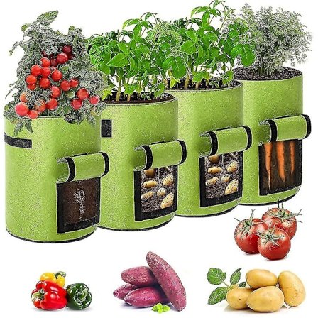 4-pak 7 gallons vækstposer til tomater Jordbærgrøntsager. Havekartoffeldyrkningsposer Plant