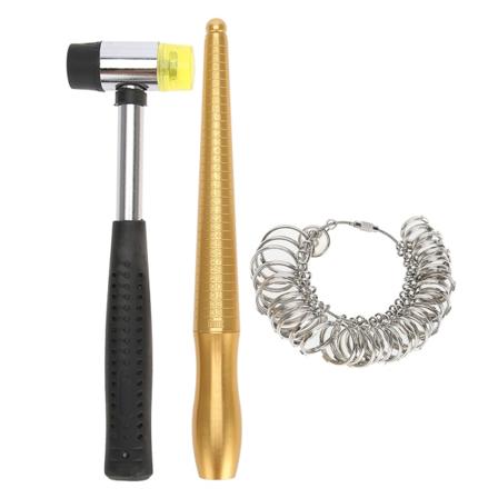 3 stk / Sett Ringdor Sizer Finger Målepinne Håndtak Hammers Smykkeverktøy