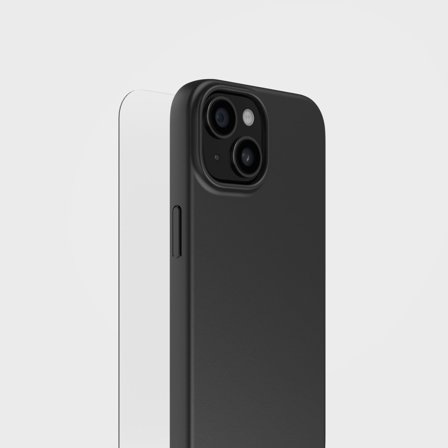 Eco-Friendly Phone Case Black Plant-Based Cover & Screen Protection, iPhone 15