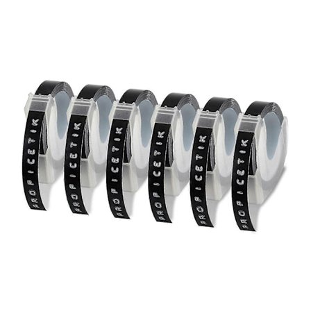 6 stk. etikettape kompatibel med Dymo prægningstape