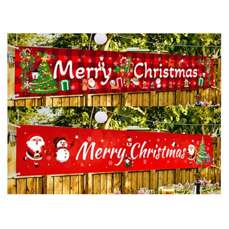 Stk. 300*50 cm Stort Glædelig Jul Banner, Juledekoration Havebanner, Glædelig Jul Xmas Banner, kompatibel Gård, Have, Veranda, Hegn, Vægbutik