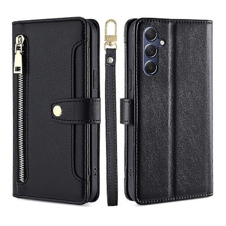 Tverrveske med saue-tekstur, lommebok med glidelås, telefondeksel i skinn [DB]