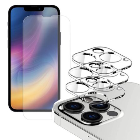 Iphone 13 PRO [4-PACK] 2 X Linsebeskyttelse + 2 X herdet glass