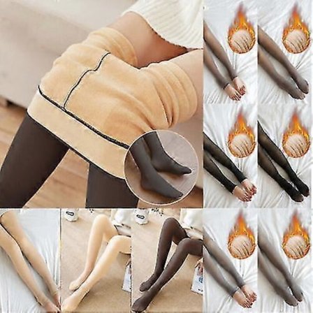 Dam Vinter Varm Fleecefodrad Tjock Termisk Hel Fot Tights Byxor Långa
