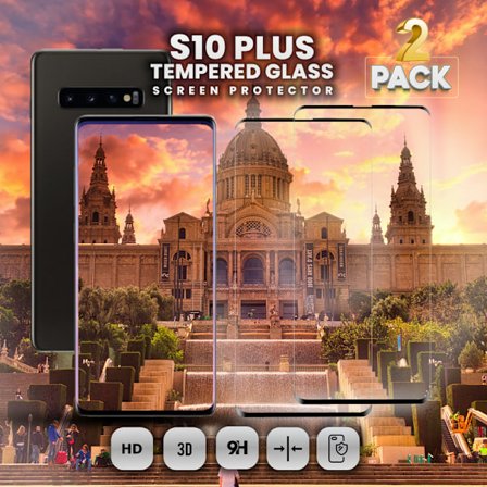2-Pack SAMSUNG GALAXY S10 PLUS Näytönsuoja - Karkaistu Lasi 9H - Super laatu 3D