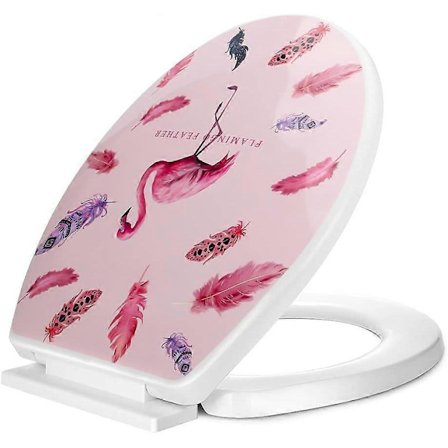 2025 Høj Kvalitet Soft Close Toiletsæde, Flamingo Printet Design Toiletsæder