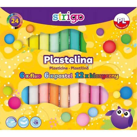 Plastik att forma Strigo Modellera, 24 färger (6 fluorescerande, 6 pastell, 12 klassiska)