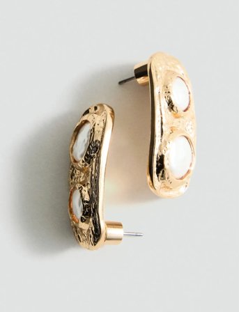 Mango Combined Textured Earrings - Gold - ONE SIZE