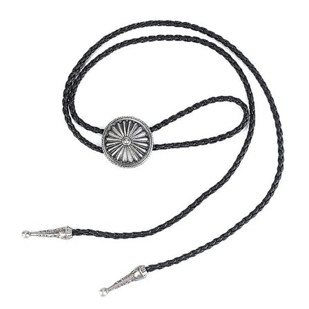 2x Antik Daisy Metallhänge Läder Bolo Tie Halsband Slips Cowboy Dans