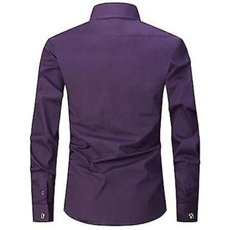 Herrar Långärmad Business Bröllopsskjorta L Lila Purple L