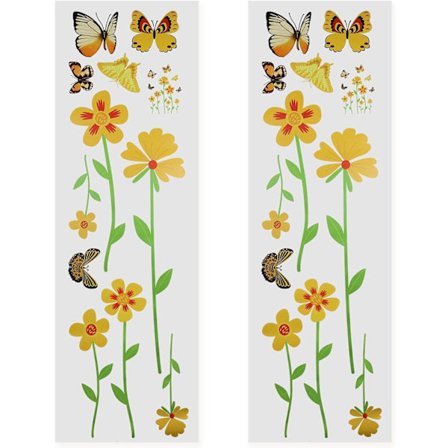 2 st blommiga fjärilsklistermärken dekorationer för soptunnor kylskåp