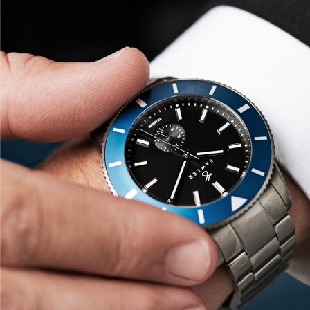 Makalu | Reloj de buceo de titanio cepillado azul para hombres - Relojes de pulsera