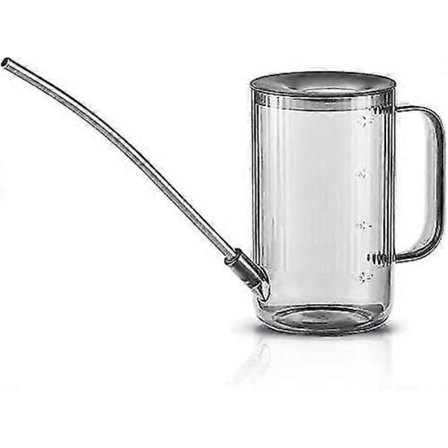 blomstervannekanne, liten, rustfritt stål lang tut, innendørsplante, transparent plast vannekanne, grå