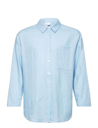 Latti Ls Linen Shirt Blue Grunt