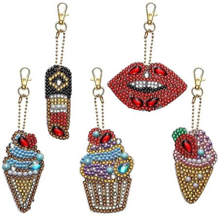 5D diy diamantmaleri nøglering, fuld sæt charms gave