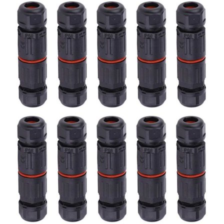 10 kpl Vedenpitäviä Sähköliittimiä IP68 Vedenpitävä Sähkökaapeliliitin 3-napainen Vedenpitävä Liitin Ulkokäyttöön Vedenpitävä Johtoliitin