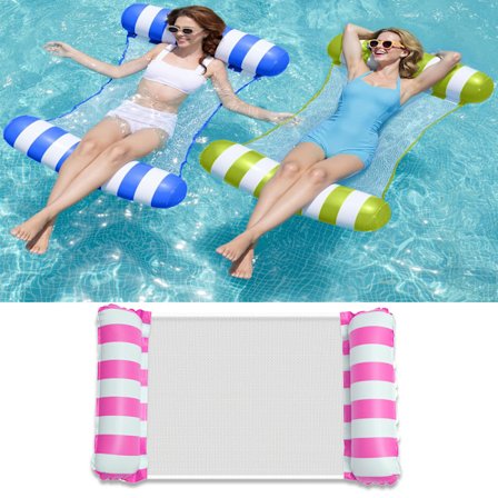 Hängmatta Pool Flyter Vuxna, 4-i-1 Multifunktionella Uppblåsbara Pool Flyter PVC Vatten Hängmatta Lounge Flytleksaker