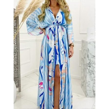 Kesäinen maksimekko naisille Boho-kuvioinen bikinitunika rantamekko seksikäs kukkainen tunika pitkä mekko uimapuku Vestido Feminino