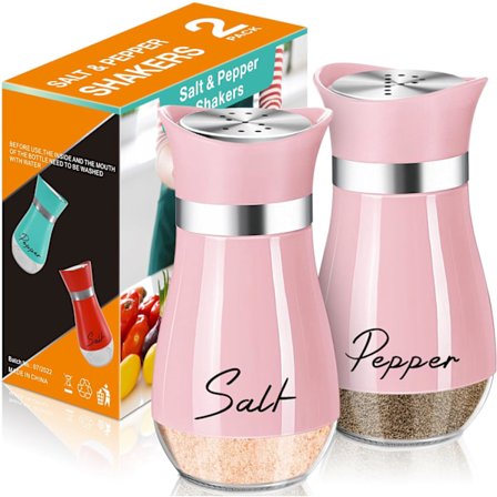 Salt- och Pepparkvarnar Set, 4 oz Glasbotten Salt- och Pepparkvarn med Rostfritt Stål Lock för Kök Gadgets Matlagning Bord, Husbil, Camping