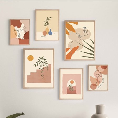 Morandi Home Vardagsrum Varm Hängande Bildramfri Kärnan 6-Pi