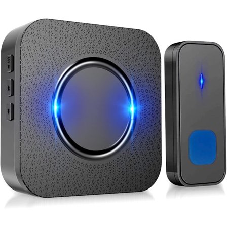 Trådlös dörrklocka, sladdlös dörrklocka med lång räckvidd, vägguttag, batteridriven knapp