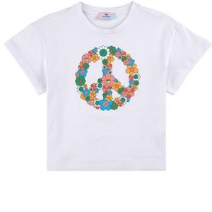 Monnalisa White Peace Logo T-Shirt 4 Years - Tops - 4 years - White