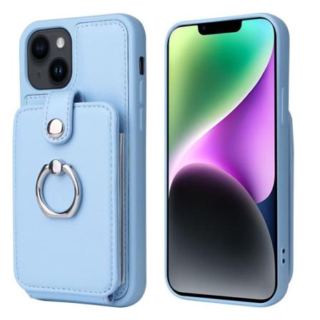 IC Apple iPhone 15-serien mobiltelefonveske anti-fall lomme for kort telefon lærveske Blå iPhone 15 Pro Max