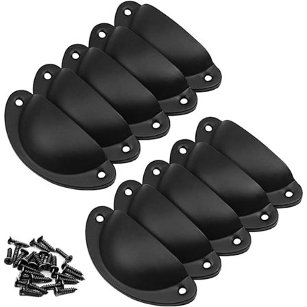 Dörrknoppar Set om 10 Handtag Vintage Möbelknoppar Metall Lådknoppar Skal och Möbelknopp för Skåp Garderob Byrå Lådor Svart