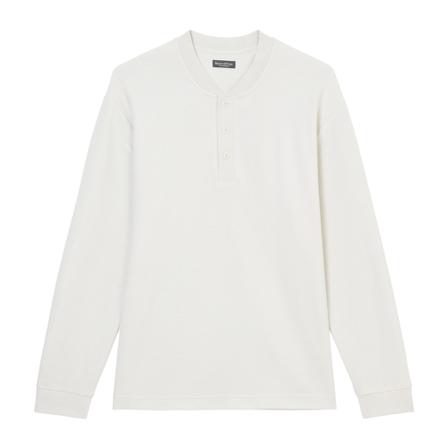 Marc O'Polo Relaxed long-sleeved Serafino top Hvid, Herre