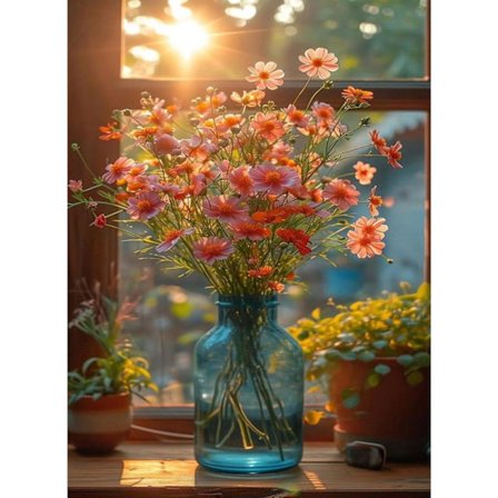 Keramikkvase Diamantmaleri - 5D full rundborrdesign, DIY 30x40 cm