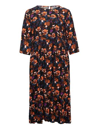 Carnova Lolli 3/4 Life Calf Dress Aop Knälång Klänning Multi/mönstrad ONLY Carmakoma