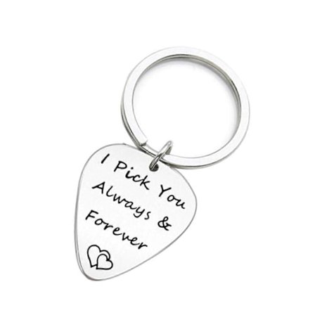 Nøkkelring i rustfritt stål Valentinsdagsgave Musikalsk gave Nøkkelring Gave Gitar smykker