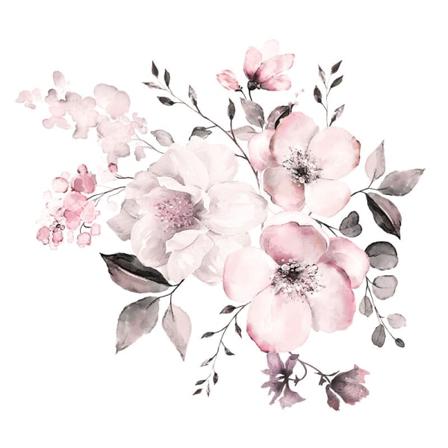 Vintage vægklistermærker BLOMST i blegrosa (58x52 cm) I selvklæbende